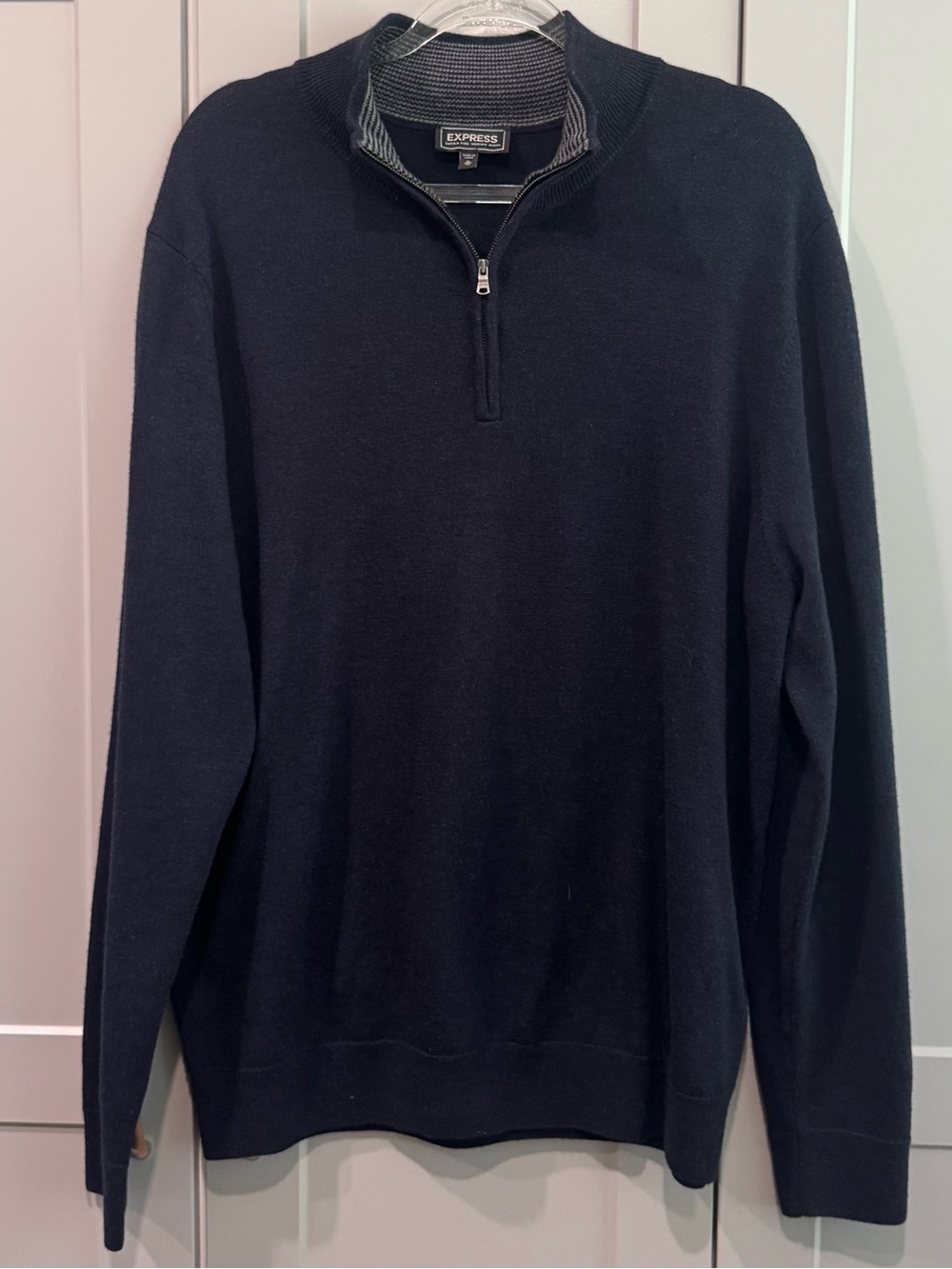 Express Men's Merino Wool Half-Zip Sweater - Navy